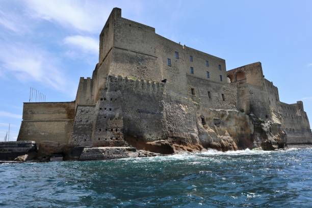 Naples - Glimpse of Castel dell'Ovo from the boat stock photo