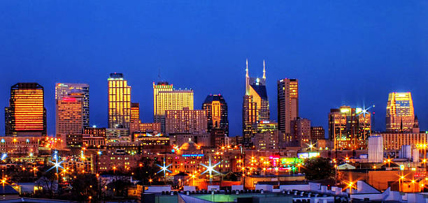 Nashville Skyline at Dusk stock photo