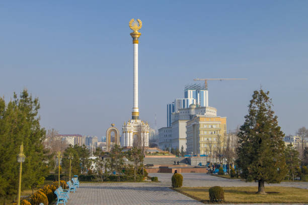 National coat of arms square. Dushanbe, Tajikistan stock photo