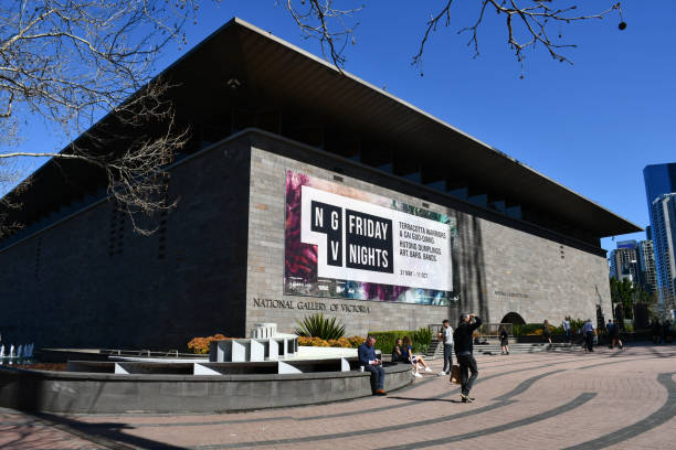 National Gallery of Victoria / NGV International in Melbourne, Australia Melbourne, Australia - September 3, 2019: The NGV International site of the National Gallery of Victoria. arts centre melbourne stock pictures, royalty-free photos & images