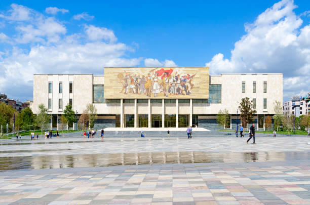 National Historical Museum, Skanderbeg Square, Tirana, Albania stock photo