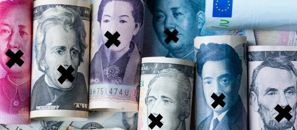 National Leaders with Adhesive Tape Currency from different countries of the world. how do you say shut up in japanese stock pictures, royalty-free photos & images