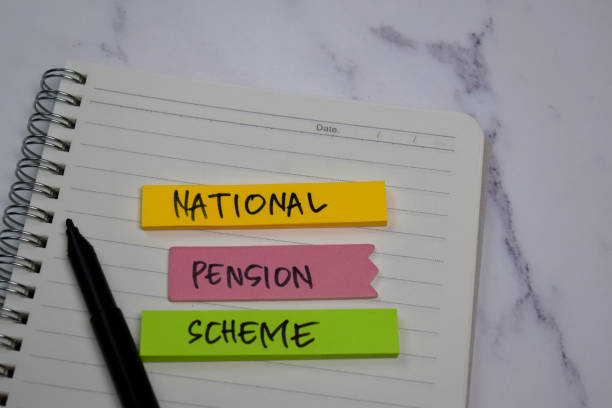 National Pension Scheme text on sticky notes isolated on office desk stock photo