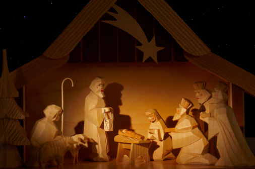 nativity scene, made from wood