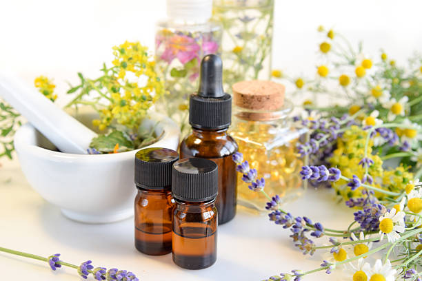 natural apothecary in white background stock photo