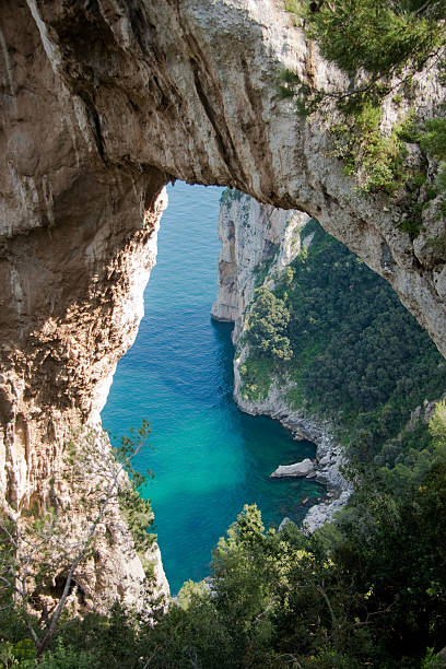 Natural Arch in Capri, Italy stock photo