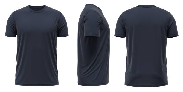 Navy T-shirt Short Sleeve T-shirt blank t shirt stock pictures, royalty-free photos & images
