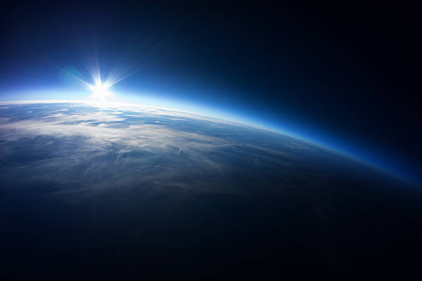 Near Space photography - 20km above ground / real photo stock photo