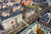 Near Östermalmstorg, Stockholm city seen from above