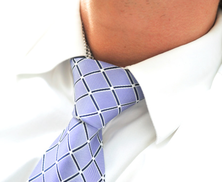 close-up of a blue necktie