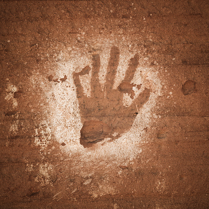 Negative Hand pictograph in Monument Valley Navajo Tribal Reservation, Arizona, USA.