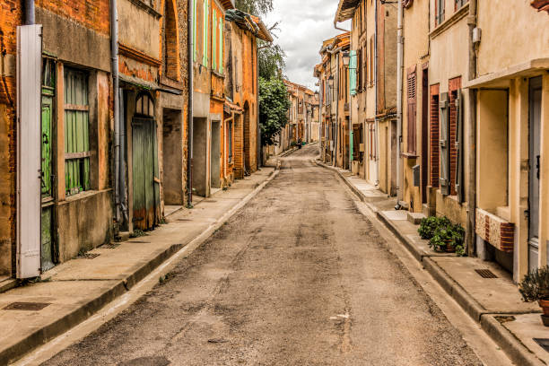 Neighborhood in Saint Ybars village. Middi Pyrenees France . stock photo