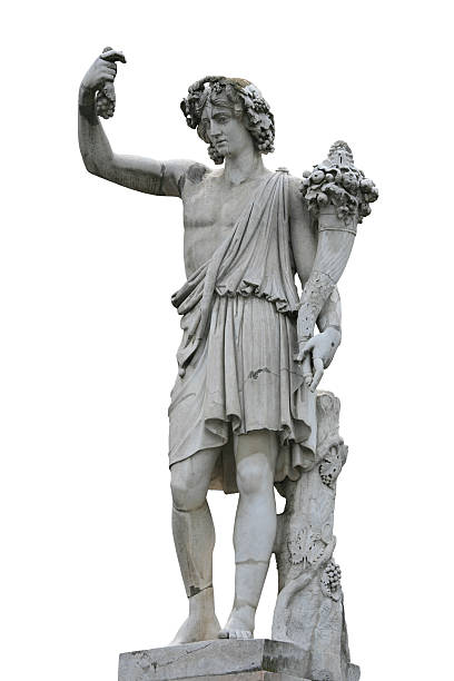 stile neoclassico scultura di un giovane uomo con cornucopia - piazza del popolo roma foto e immagini stock