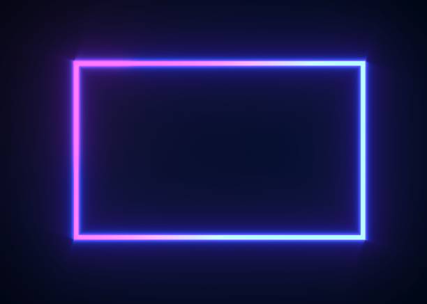 renderização azul neon 3d - fluorescente - fotografias e filmes do acervo