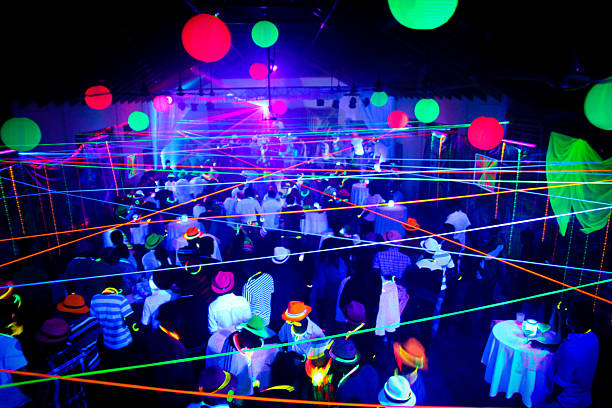 Neon Glow Blacklight Disco Party Night stock photo