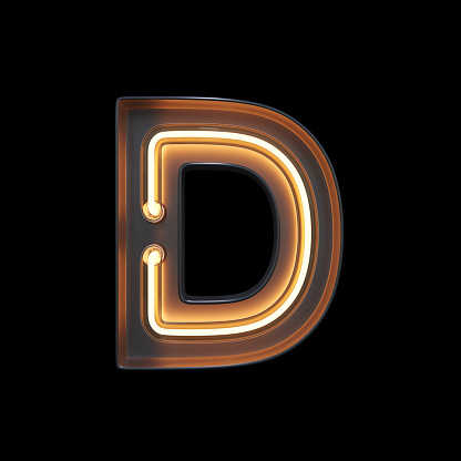Neon Light Alphabet D With Clipping Path Stock Photo - Download Image ...