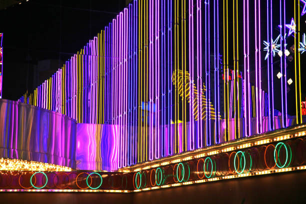 Neon Lights On Exterior Of Casino stock photo