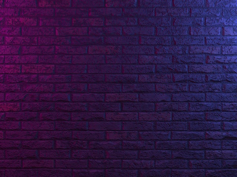Neon lights on old grunge brick wall room background