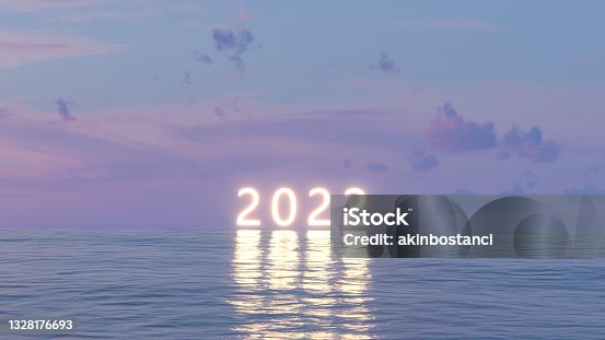 istock 2022 Neon Text on Sea 1328176693
