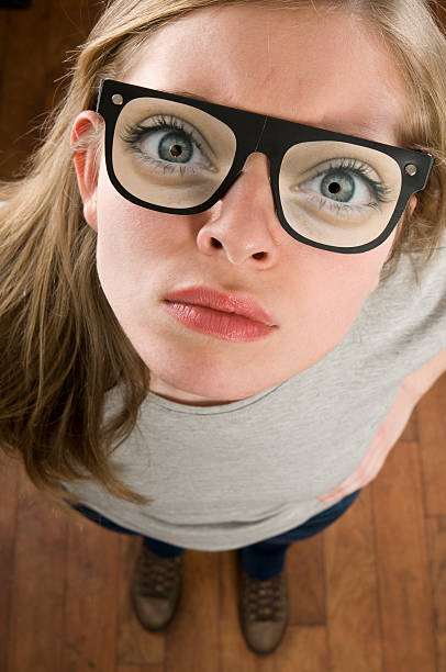 nerd nerd girl with funny eyeglass ugly girl stock pictures, royalty-free photos & images
