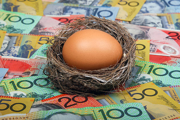 Nest Egg in Australian Cash stock photo