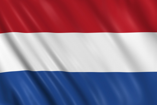Flag of netherland waving with highly detailed textile texture pattern