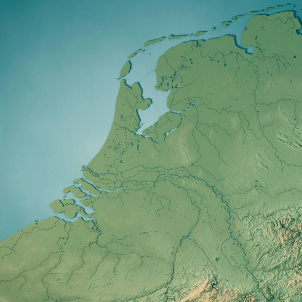 3D Render of a Topographic Map of the Netherlands.
All source data is in the public domain.
Color texture: Made with Natural Earth. 
http://www.naturalearthdata.com/downloads/10m-raster-data/10m-cross-blend-hypso/
Relief texture and Rivers: SRTM data courtesy of USGS. URL of source image: 
https://e4ftl01.cr.usgs.gov//MODV6_Dal_D/SRTM/SRTMGL1.003/2000.02.11/
Water texture: SRTM Water Body SWDB:
https://dds.cr.usgs.gov/srtm/version2_1/SWBD/