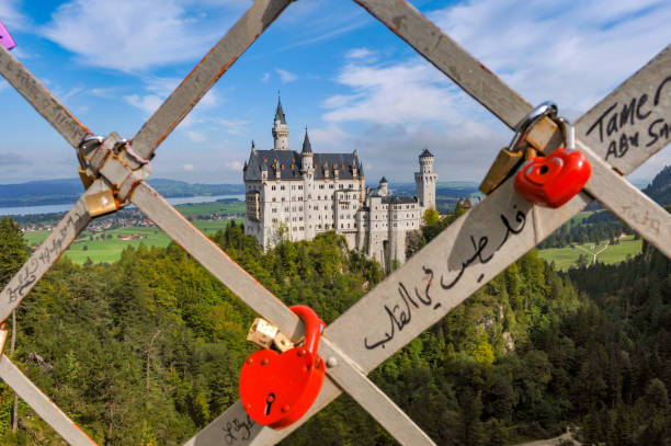 kasteel neuschwanstein in beieren, duitsland - castle couple stockfoto's en -beelden