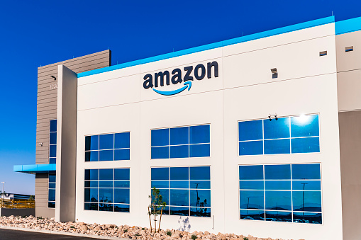 Henderson, Nevada, United States - August 17, 2020: Amazon fulfillment center exterior shot in Henderson Nevada USA . Amazon's new fulfillment center in Henderson Nevada opened in July 2020. Amazon is the most famous on-line shopping company in the world.