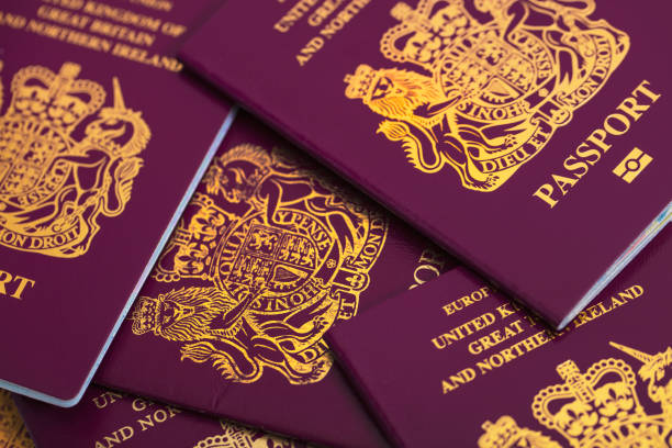 New British Passport stock photo