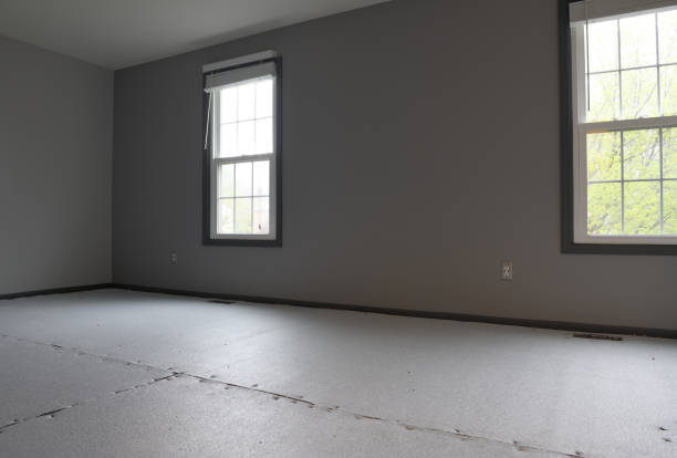 New Carpet Padding Installed in Empty Room stock photo