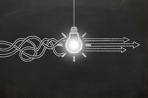 New creative idea light bulb blackboard