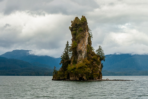 New Eddystone Rock at the entrance of Misty Fjords National Monument, Alaska