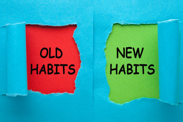 new habits old habits - change habits imagens e fotografias de stock