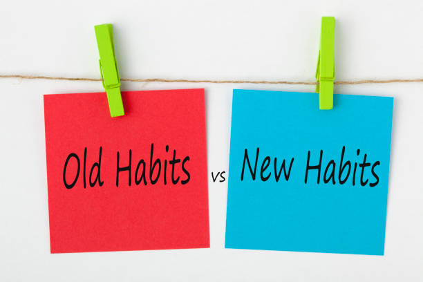 New Habits vs Old Habits Concept Words stock photo