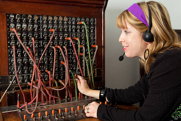 New headset old switchboard stock photo