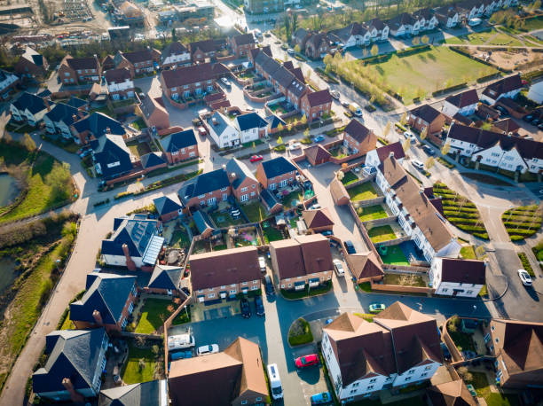 New housing development from above stock photo