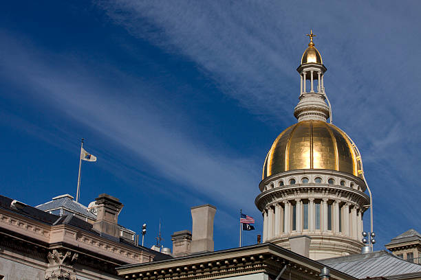 New Jersey State Capitol Building Golden Dome in Trenton stock photo