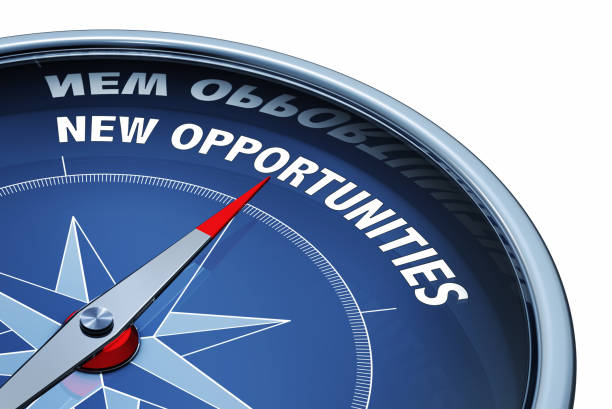 new opportunities 3D rendering of an compass with the words new opportunities opportunity stock pictures, royalty-free photos & images