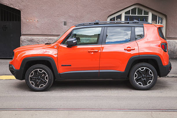 New shining red Jeep Renegade stock photo