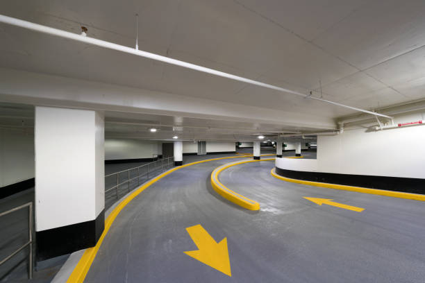 New Underground Parking Garage of a Shopping Centre stock photo