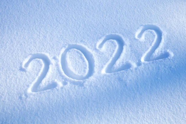New year 2022 in the snow stock photo