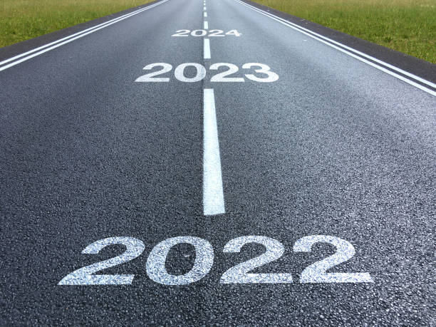New year 2022 road start stock photo
