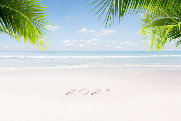 new year beach stock photo