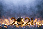 istock New Year Christmas Decoration 2021 - Gold Blue Party Celebration 1281474291