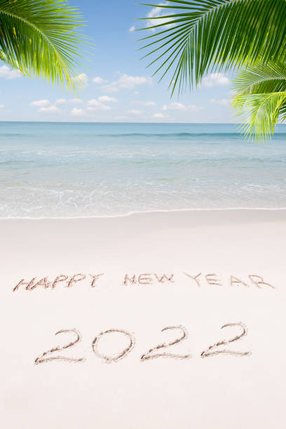 new year theme  tropical beach stock photo