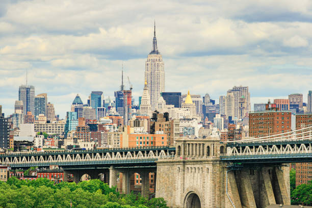 New York City Skyline with Empire State Building and Midtown Manhattan Skyscrapers. stock photo