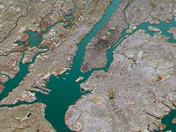 New York City Topographic Map 3d Landscape View Natural Color