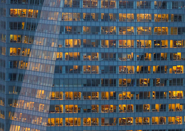 New York offices at night - NYC stock photo