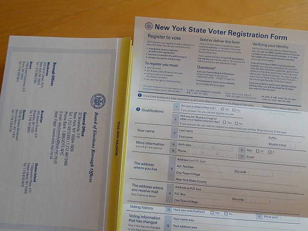 New York State Voter Registration Forms stock photo